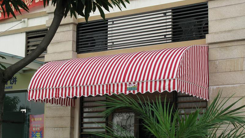 canopy kain salur merah putih toko